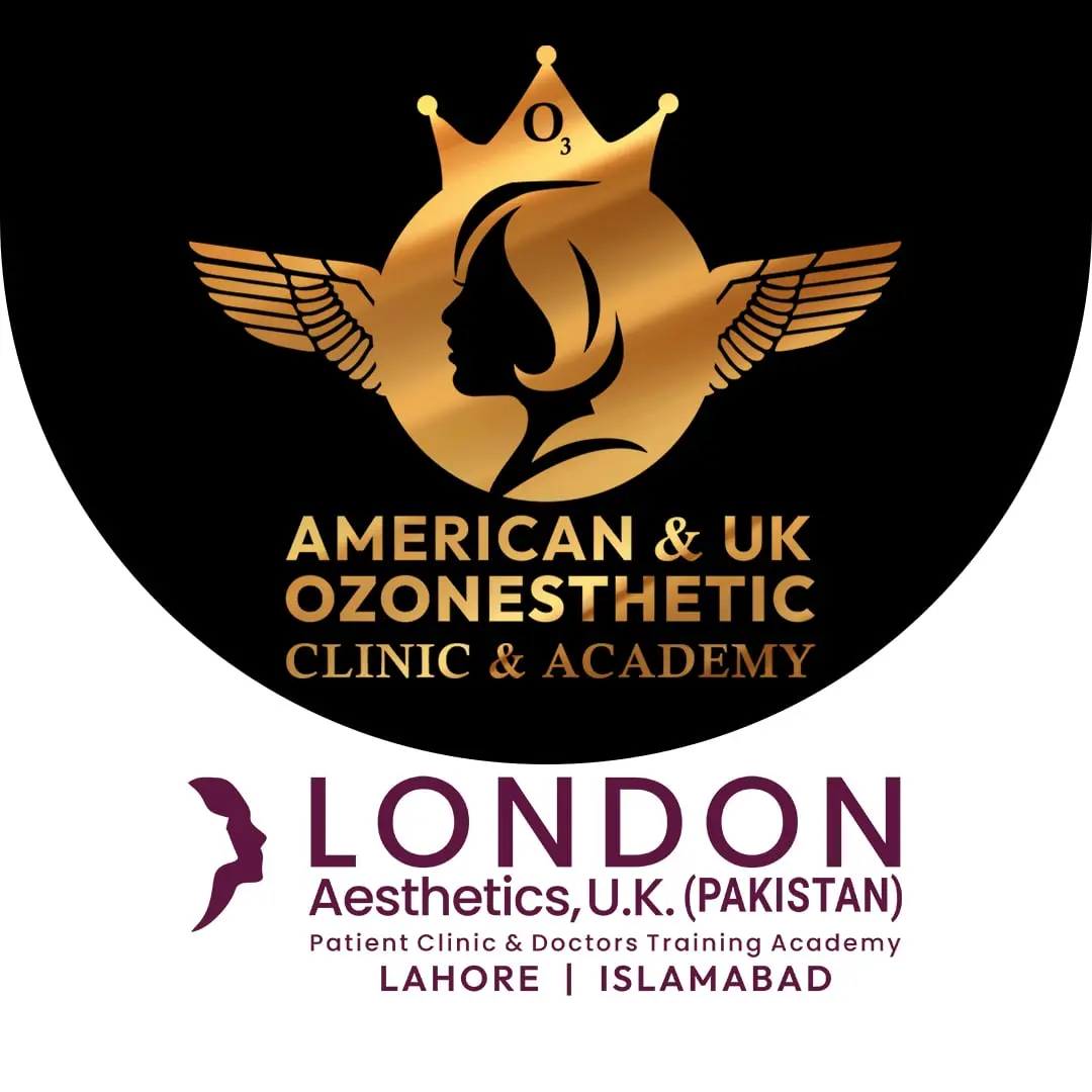 London Aesthetics logo with mixture of white, black and golden