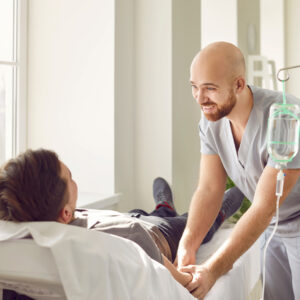 ozone therapy being showcased where doctor is keeping a check on patient