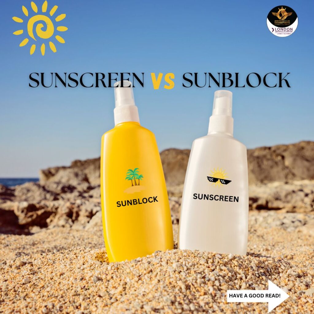 Sunscreen Vs Sunblock products on beech