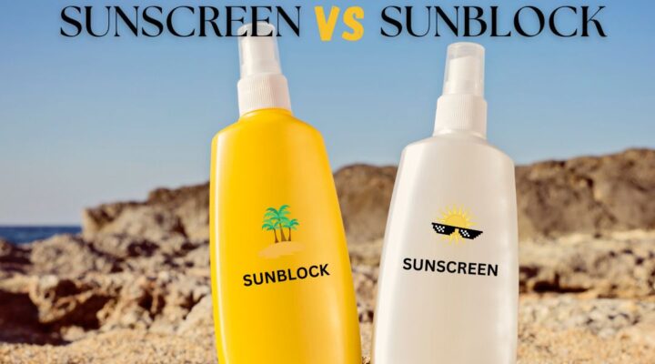 Sunscreen Vs Sunblock products on beech